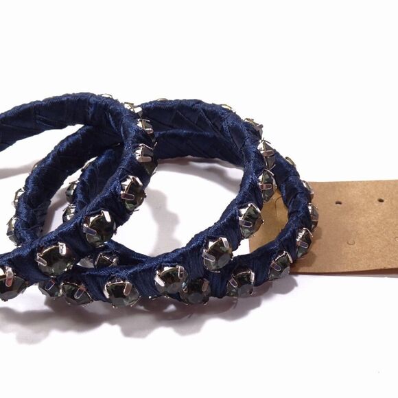 Neiman Marcus Womens Blue Silk Raw Edge Gemstone Bangle Bracelet Set 3 NWT 298 - Picture 8 of 8